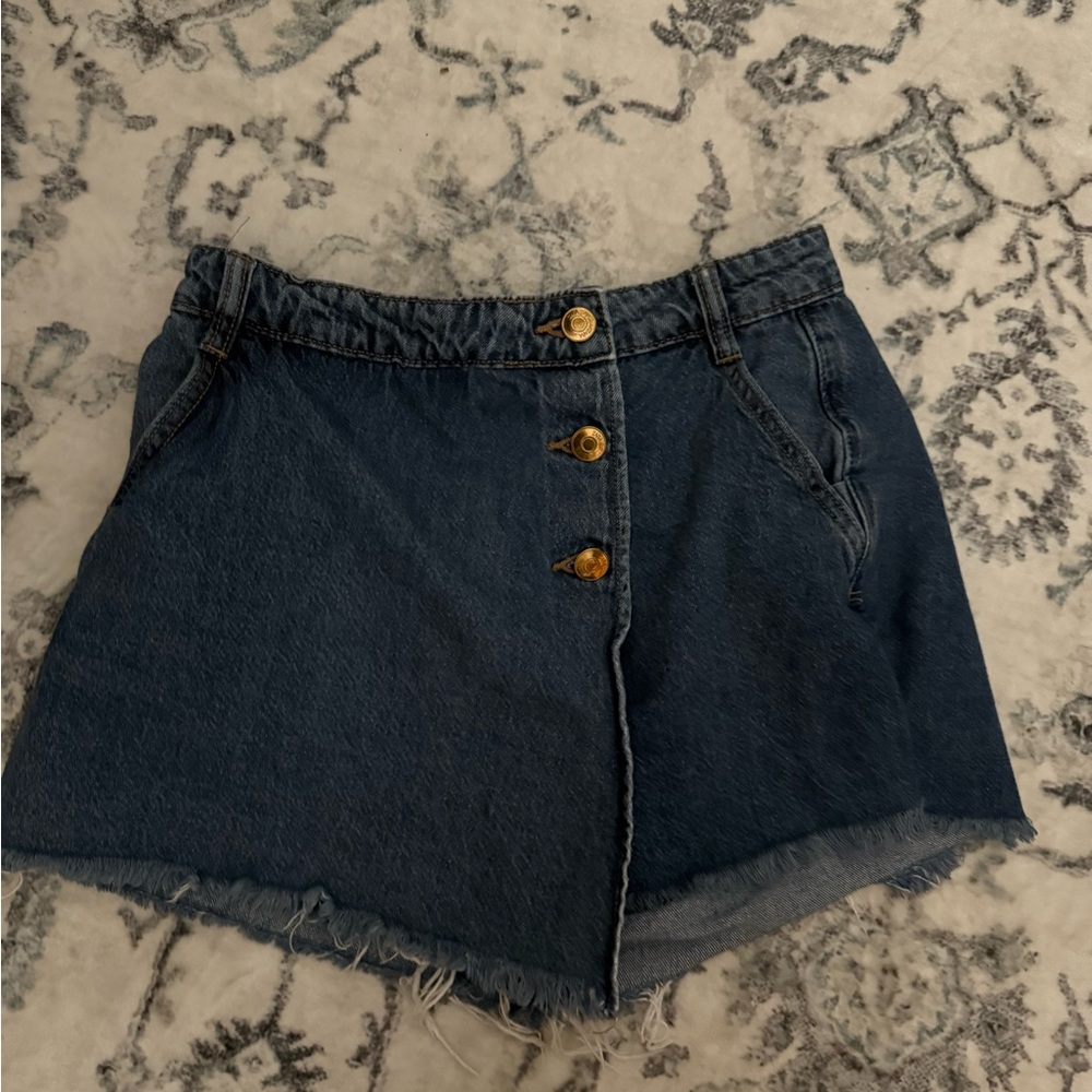 Zara Dark Blue Jean Shorts with Gold Buttons